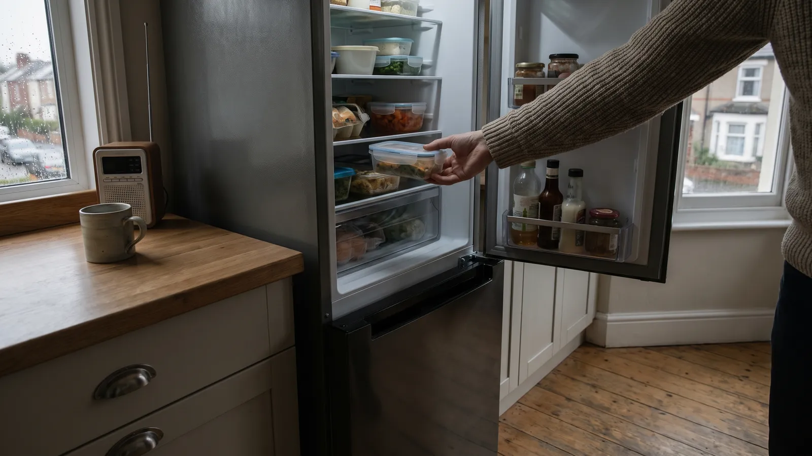 Checking a fridge-freezer during a power cut